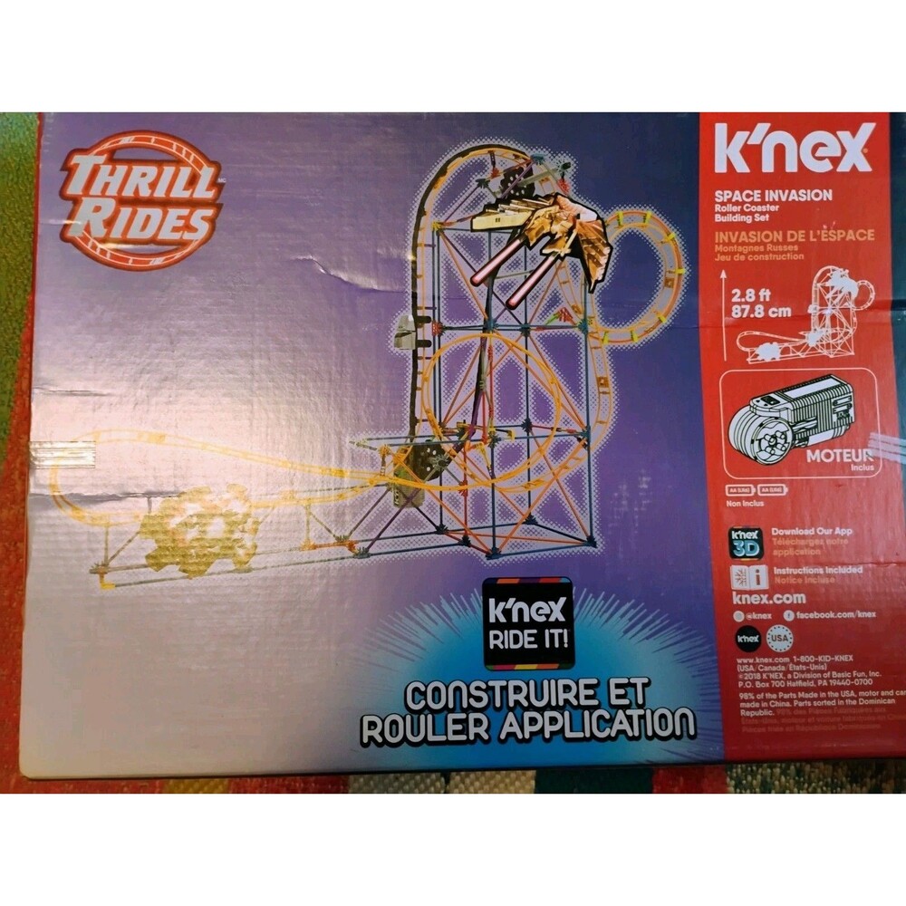 K'NEX Thrill Rides Space Invasion Motorized Roller Coaster Set 27044 Sealed Bags